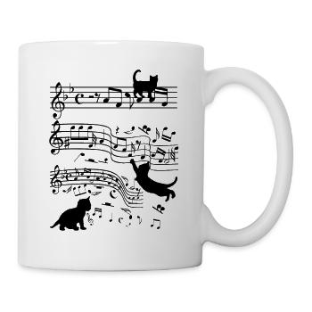 Cats music notes clef cat lover - Mug - white - Right