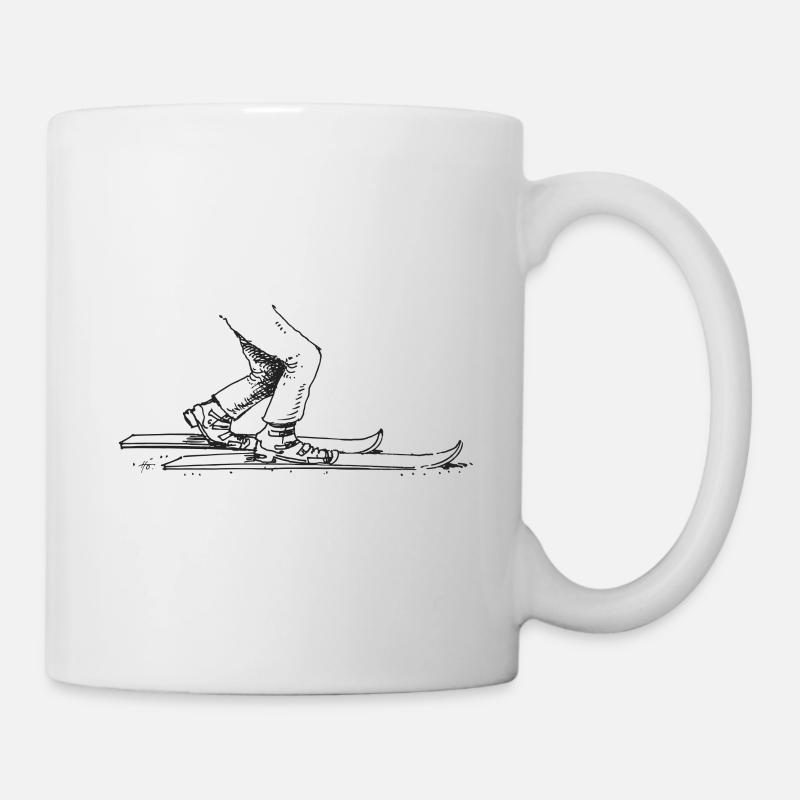 Télémark Position Traditionnelle Cartoon - Mug blanc - blanc