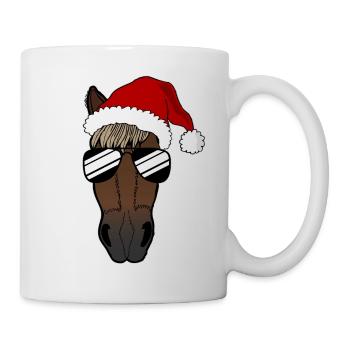 Lustiges Pferd Weihnachten Geschenk Geschenkidee - Tasse - Weiß - Rechts