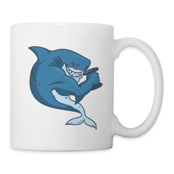 Musculation requin fitness haltère drôle - Mug blanc - blanc - Droite