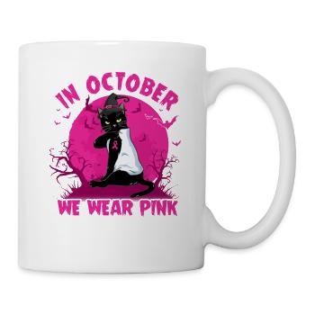 In October We Wear Pink Halloween T Shirt - Tasse - Weiß - Rechts