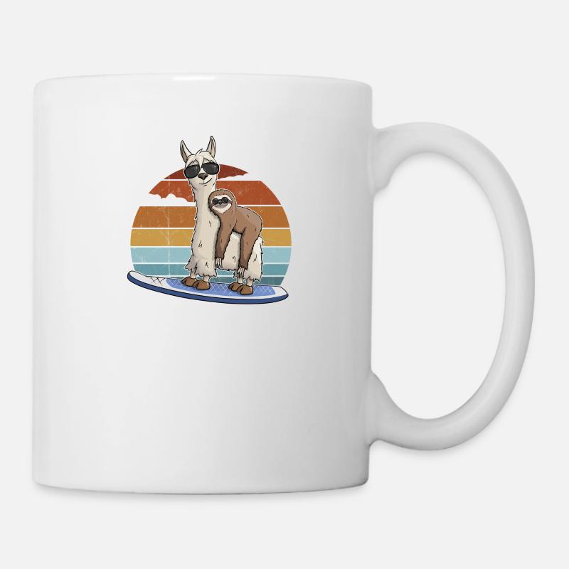 Surf Llama Sloth Stand Up Paddle Stand Up Paddle SUP - Mug blanc - blanc
