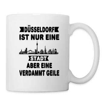 Düsseldorf Skyline Düsseldorfer Helau Karneval - Tasse - Weiß - Rechts
