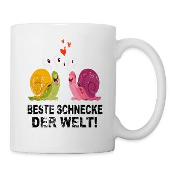 Schnecke Schneckenhaus Liebe Freunde Geschenk - Tasse - Weiß - Rechts