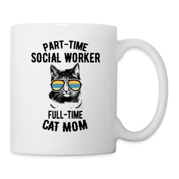 Cadeau de travailleur social de maman chat à temps partiel - Mug blanc - blanc - Droite