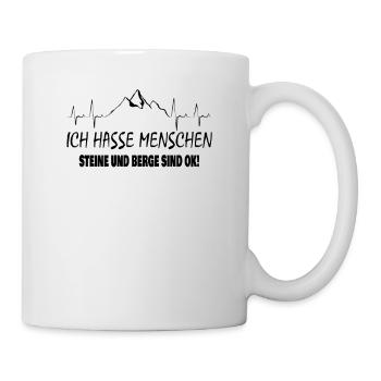 Heartbeat Ich Hasse Menschen Steine Berge sind ok - Tasse - Weiß - Rechts