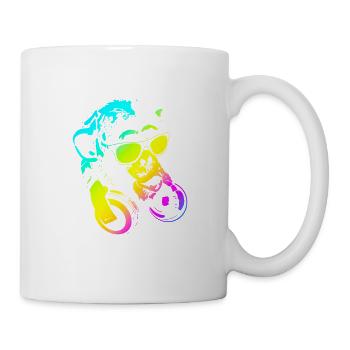 schimpanse kopfhörer affe musik geschenk - Tasse - Weiß - Rechts