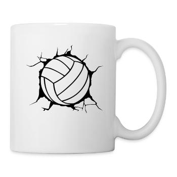 Volleyball schmettert durch Wanddesign Geschenk für - Tasse - Weiß - Rechts