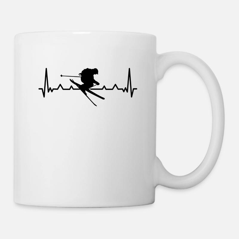 Heartbeat Freeride Ski Skifahren Geschenk Winter - Tasse - Weiß