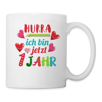 Hurra 1 Jahr Baby Kleinkind Geschenk Geburtstag - Tasse - Weiß - Rechts