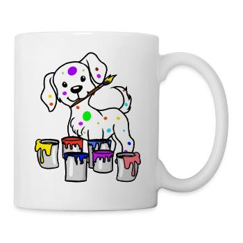Hund Künstler Maler Kunst Pinsel Berufe Job - Tasse - Weiß - Rechts