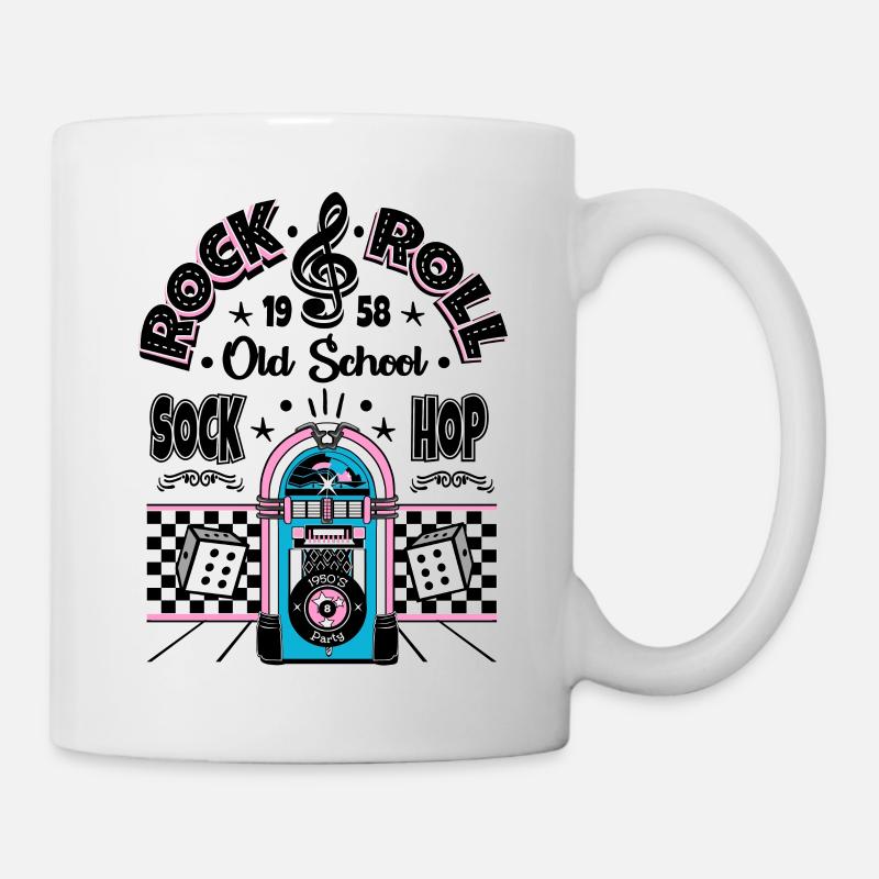 Sock Hop Dance Party Retro Rockabilly Doo Wop - Mug blanc - blanc