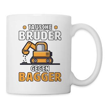 Échange frère contre pelleteuse - Mug blanc - blanc - Droite
