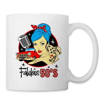 Rockabilly Pin Up Girl 50s Sock Hop Retro Vintage - Mug - white - Right