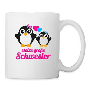Stolze Große Schwester Pinguin Mädchen Geschenk - Tasse - Weiß - Rechts