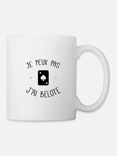 Je peux pas j'ai belote - Mug blanc - blanc