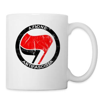 Antifa Logo | Azione Antifascista | Flagge - Tasse - Weiß - Rechts