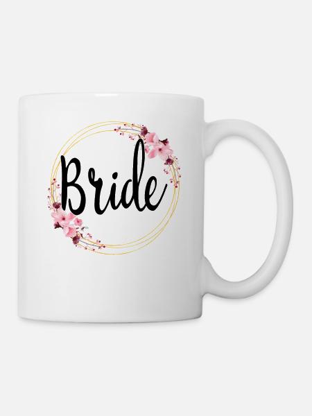 Bride To Be Braut Blumenkranz Blumen Verlobung JGA - Tasse - Weiß