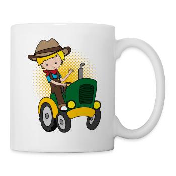 Tractor driver boy farmer farmer kids gift - Mug - white - Right