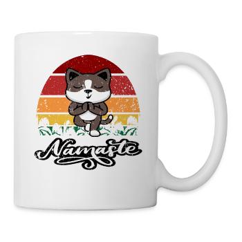 Yoga Cat Retro Namaste Meditation Yoga Gift - Mug blanc - blanc - Droite