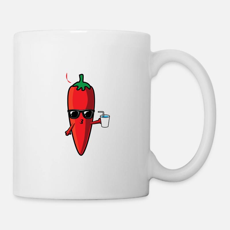 Lustiges Chili-Pfeffer-Hemd - Chilli Pun T-Shirt - C. - Tasse - Weiß