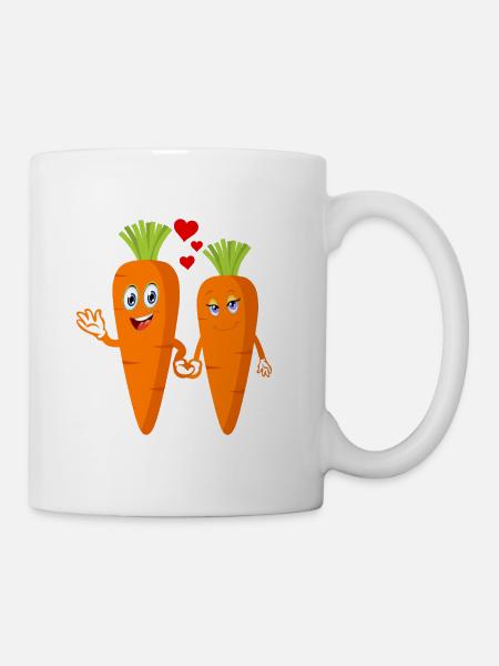 Bezaubernde niedliche Karotten in Love - Tasse - Weiß