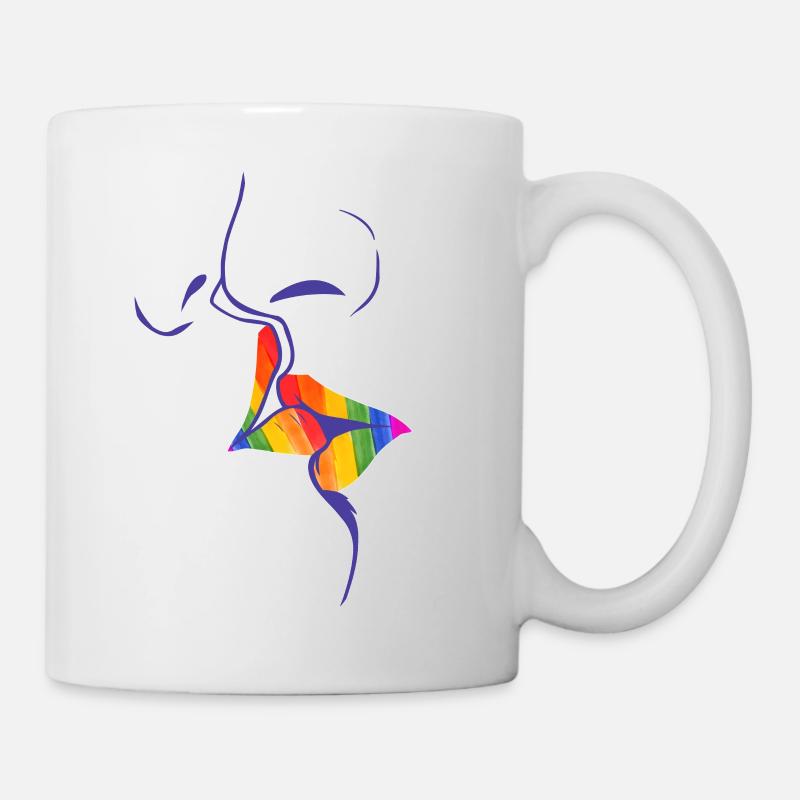 Rainbow kissing lips - Mug - white