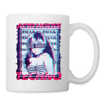 Acid House Techno Glitch Vaporwave Manga Raver DJ - Mug blanc - blanc - Droite