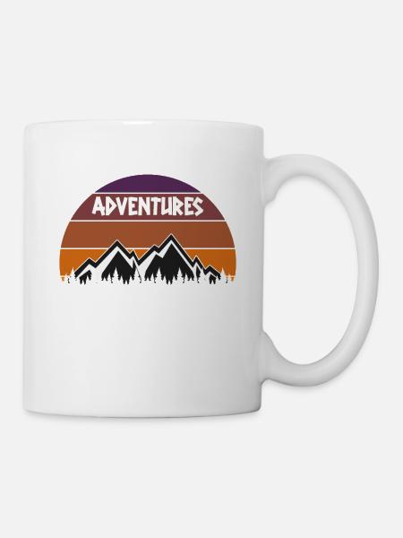 Mountain Mountains Hiking Gift Vintage - Mug - white
