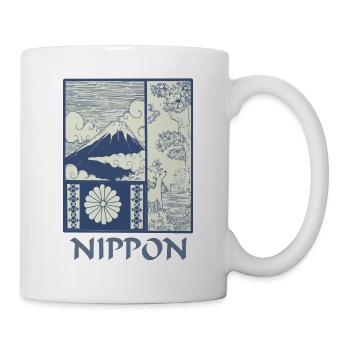 Nippon Japan Japanische Kunst Fuji Kirschblüten - Tasse - Weiß - Rechts