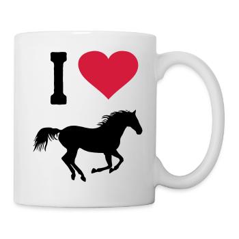 J'aime cheval chevaux monter cavalier coeur équestre - Mug blanc - blanc - Droite