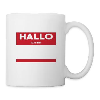 Hallo ich bin ... Namenschild zum beschriften - Tasse - Weiß - Rechts