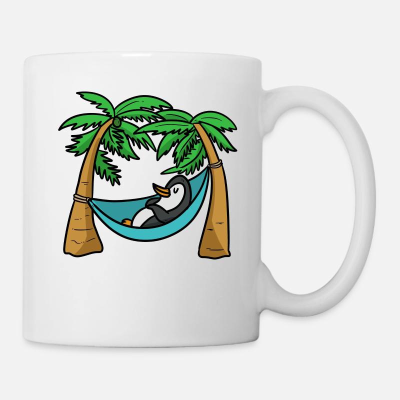 Pinguin Chillt Hängematte Urlaub - Tasse - Weiß