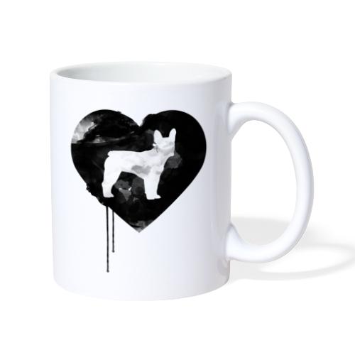 Französische Bulldogge Herz mit Silhouette - Tasse