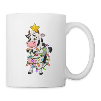 Vache Noël Sapin de Noël Santa Hat Lus - Mug blanc - blanc - Droite