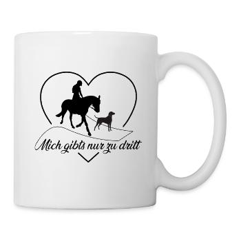 Hund & Pferd Tierliebe Damen/Mädchen Geschenkidee - Tasse - Weiß - Rechts