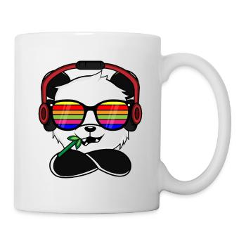 Regenbogenbrille Cool Panda - Kopfhörer Überohr - Tasse - Weiß - Rechts
