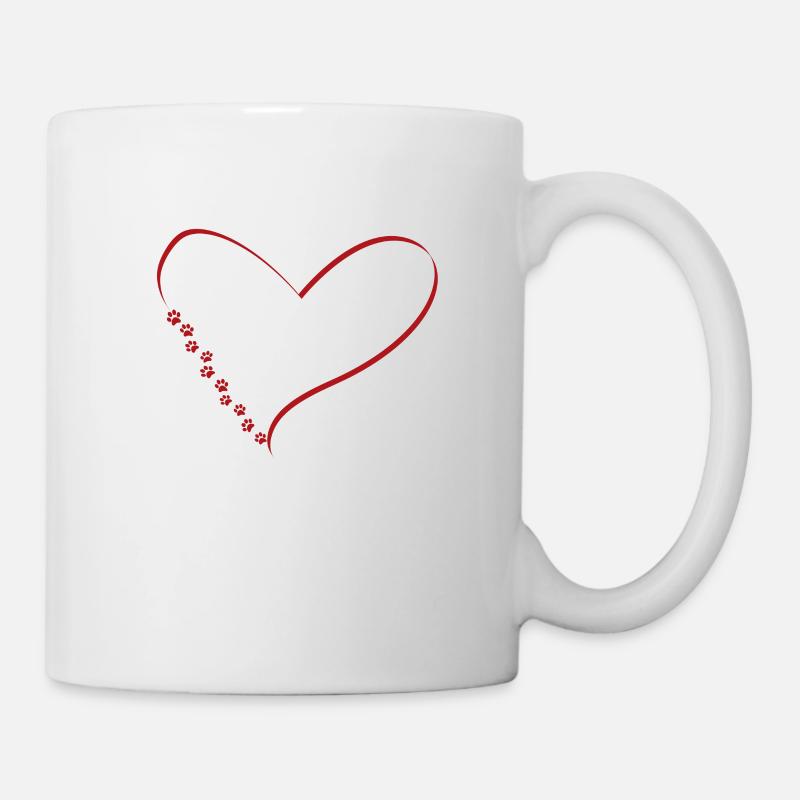 Chien coeur avec des pattes de chien - Mug blanc - blanc