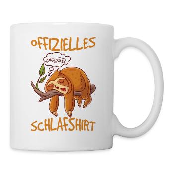 Faultier Schlafanzug Faultiere Schlafen - Tasse - Weiß - Rechts