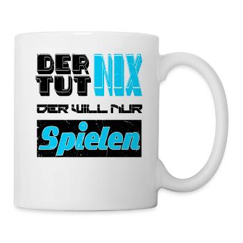 Der tut nix der will nur spielen Gamer Spruch - Tasse - Weiß - Rechts