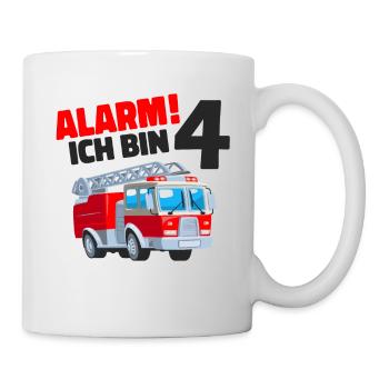 4. Geburtstag Feuerwehr - Tasse - Weiß - Rechts