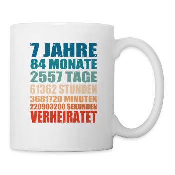 7. Jahre Hochzeitstag Kupferhochzeit Geschenkidee - Tasse - Weiß - Rechts