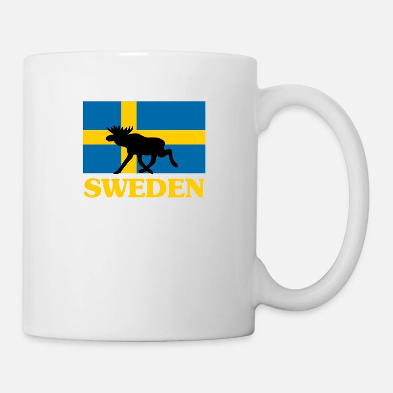 Sweden Elk Flag - Mug - white