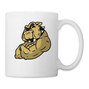 Männliche Bulldogge Muskeln - Tasse - Weiß - Rechts