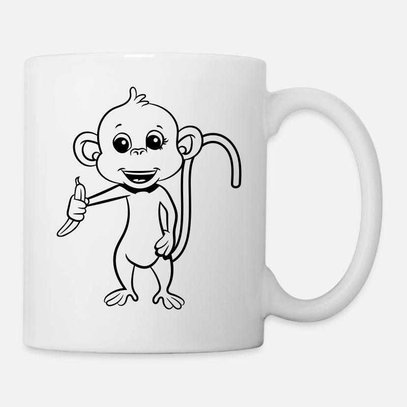 affe hat banane - Tasse - Weiß