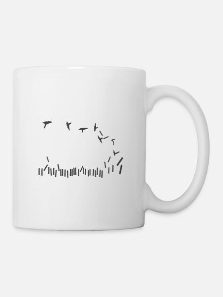 Idée cadeau pianiste piano clavier oiseaux - Mug blanc - blanc