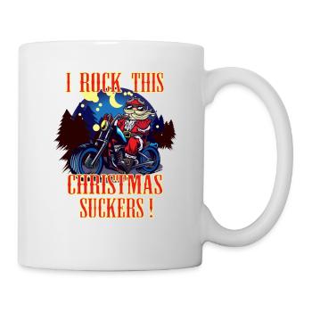Weihnachts Motorrad Rocker Biker Motorradfan - Tasse - Weiß - Rechts
