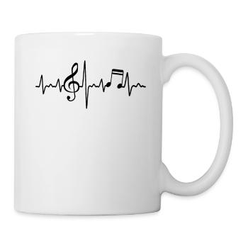 Cadeau d'ECG de clé de note de musique de battement de coeur - Mug blanc - blanc - Droite