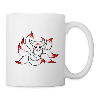 Kitsune Kami Inari Kawaii Maske Japanischer Fuchs - Tasse - Weiß - Rechts