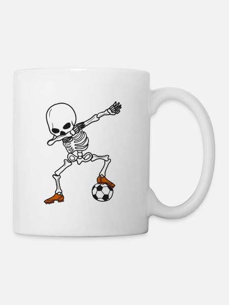 Tanzen Skeleton Dab, Fußball, Halloween Geschenk - Tasse - Weiß